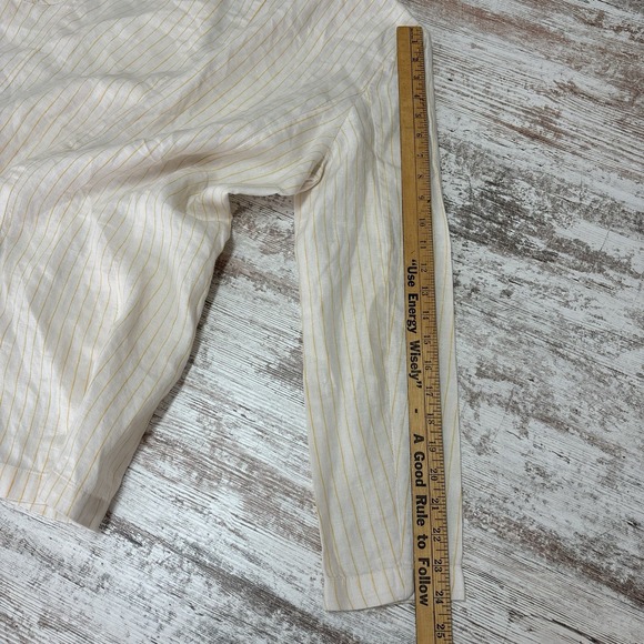 Cynthia Rowley Sz Medium 100% Linen‎ Blazer Jacket Ivory Yellow  Flip Pocket - Picture 12 of 14